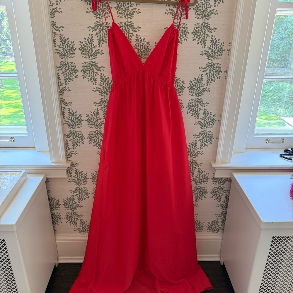 BCBGMaxAzria Red Spaghetti Strap Maxi Dress for Weddings